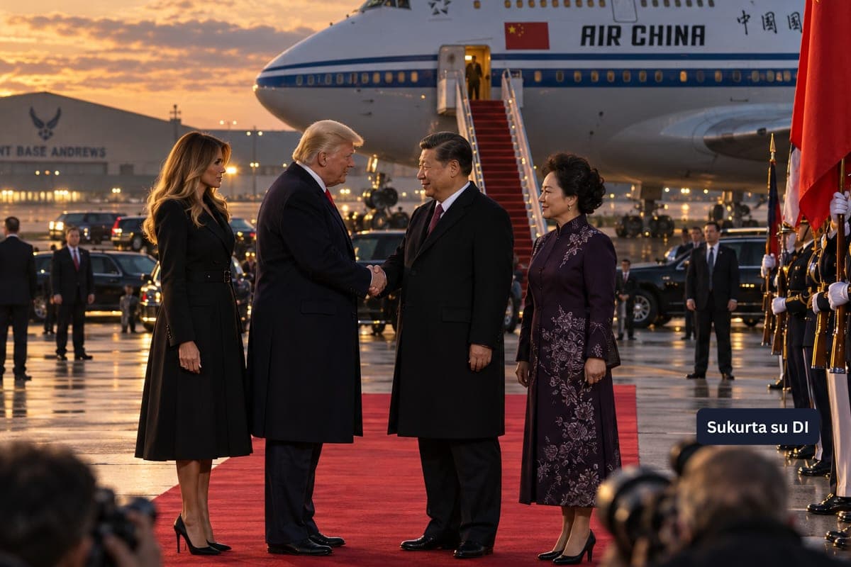 D. Trumpas asmeniškai pasitiko Xi Jinpingą oro uoste: JAV ir Kinija pratęsė prekybos paliaubas iki sausio