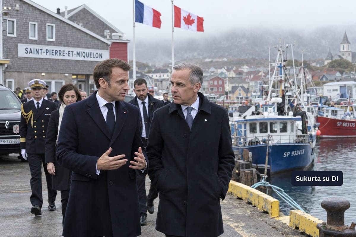 E. Macronas ir M. Carney susitiko prie Kanados krantų: Prancūzijos salos tapo geopolitine scena
