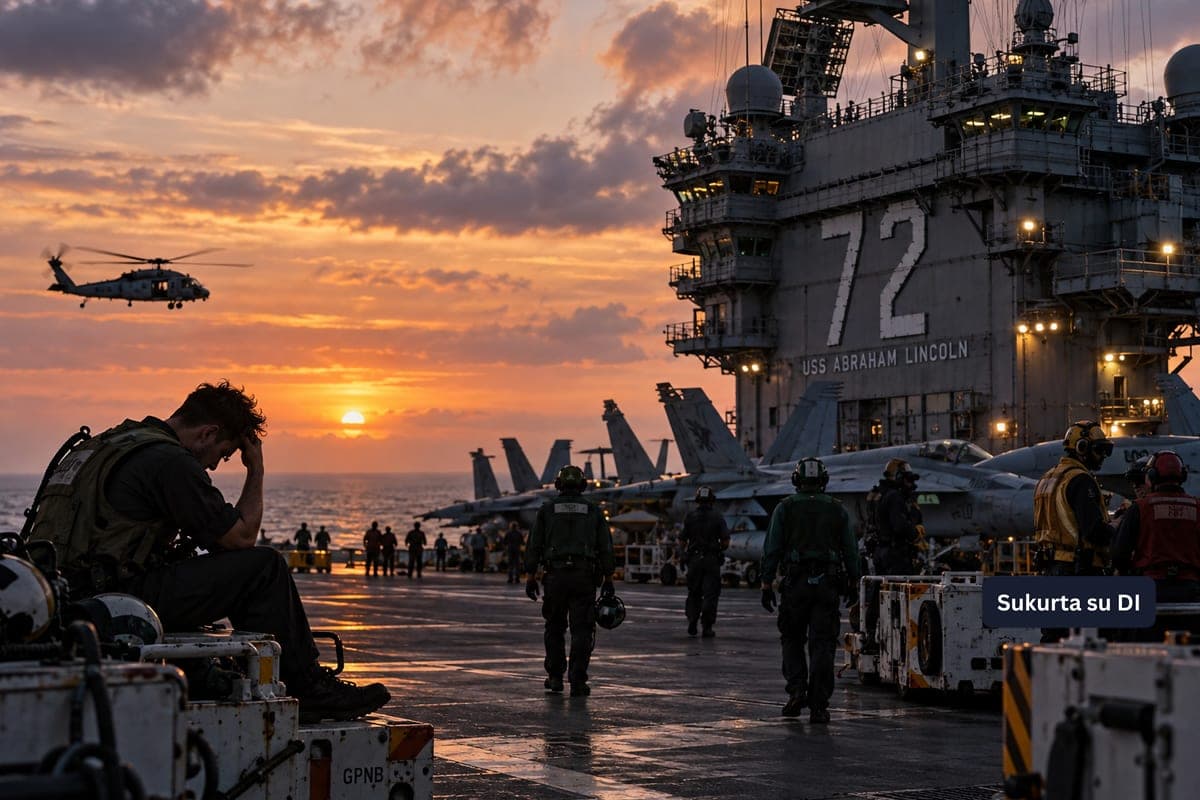JAV lėktuvnešio „USS Abraham Lincoln“ grupėje – aštuoni bandymai nusižudyti: karas su Iranu iškėlė į viešumą karių tarnybos sąlygas