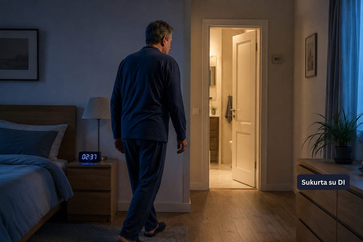Naktį dažnai tenka keltis į tualetą: kada kalta prostata, o kada – širdis, diabetas ar miego sutrikimai?