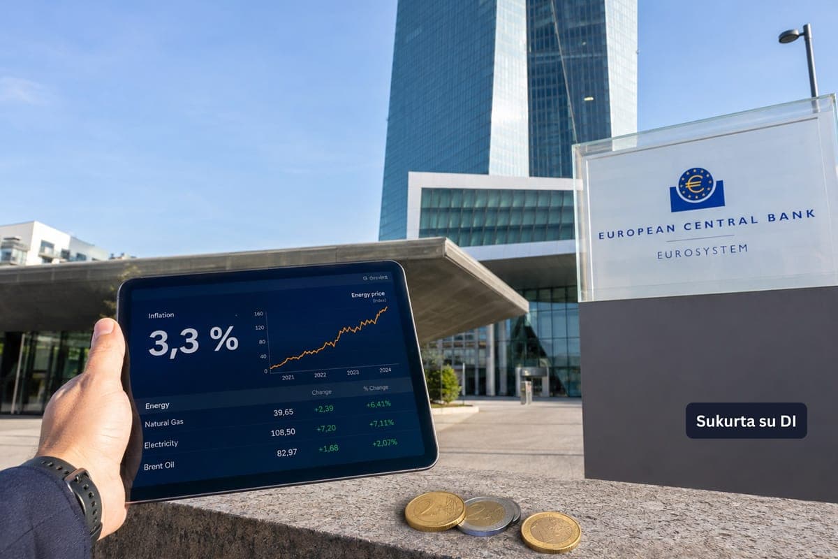 Infliacija euro zonoje šoktelėjo iki 3,3 proc. – ECB artėja prie naujo palūkanų didinimo