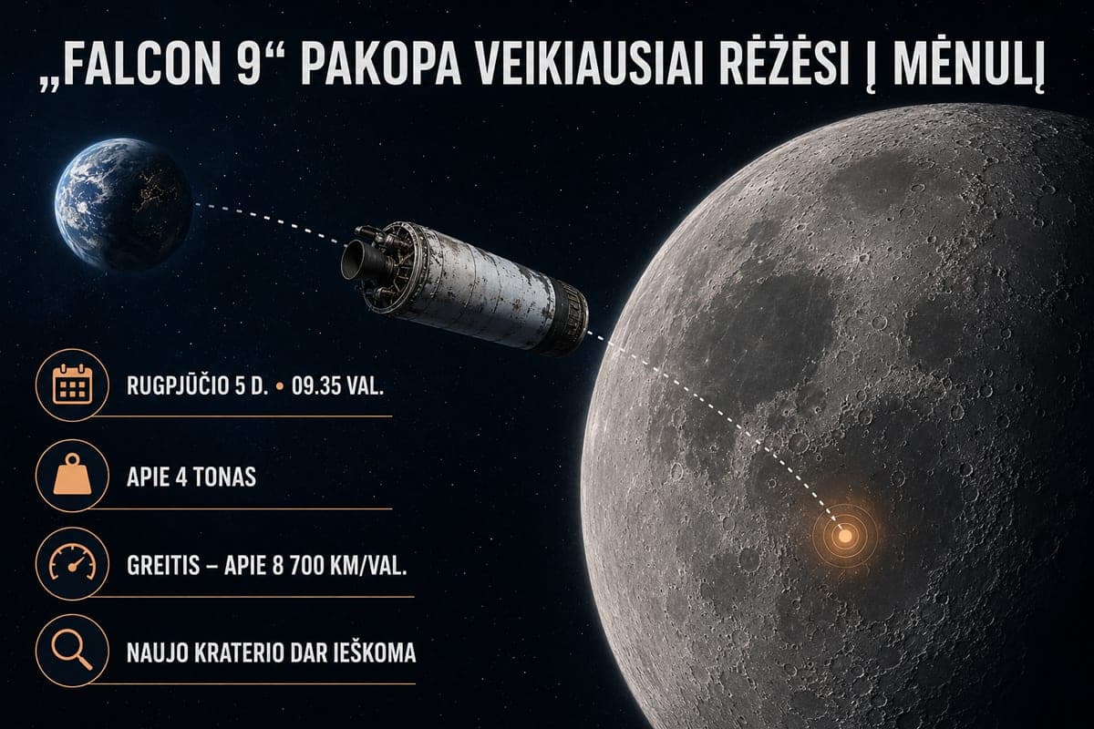 Keturių tonų „SpaceX“ raketos pakopa veikiausiai rėžėsi į Mėnulį – dabar ieškoma naujo kraterio