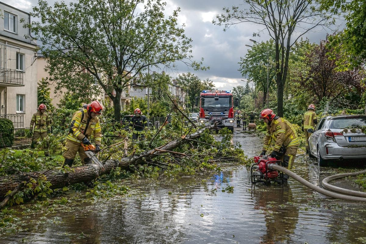 Lenkiją talžė audros: ugniagesiai vyko daugiau kaip 1 600 kartų, o pavojus dar nesibaigė