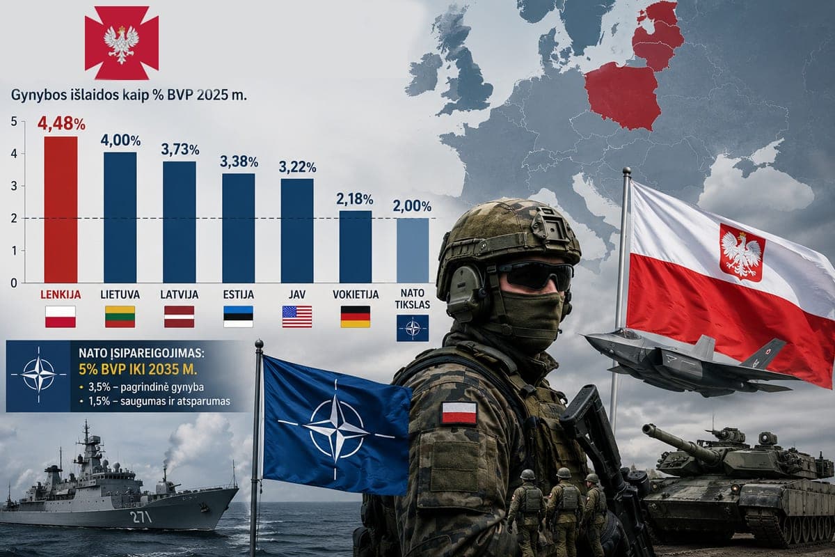Lenkija gynybai skiria didesnę BVP dalį nei JAV