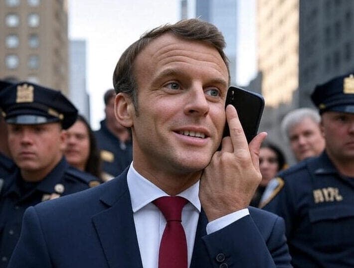 E. Macronas paskambino D. Trumpui, kai jo kortežas sustabdė eismą Niujorke