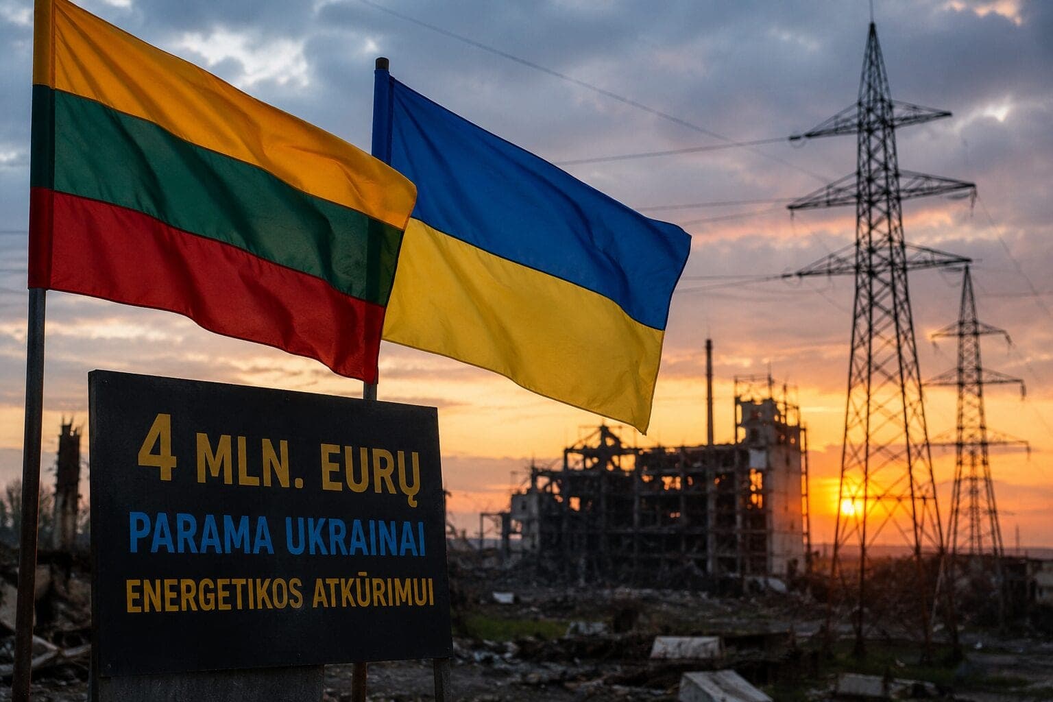 Dar 4 mln. eurų Ukrainai: Lietuva stiprina karo nuniokotos energetikos atkūrimą