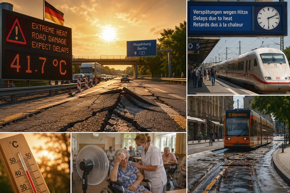Vokietija neatlaiko karščio: sproginėjantys keliai ir stringantis transportas tapo nauja realybe