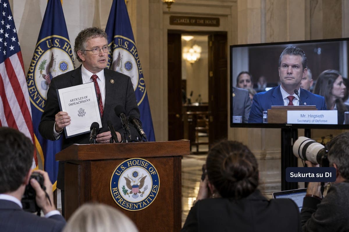 Respublikonas Thomas Massie siekia gynybos sekretoriaus Pete’o Hegsetho apkaltos dėl karo Irane