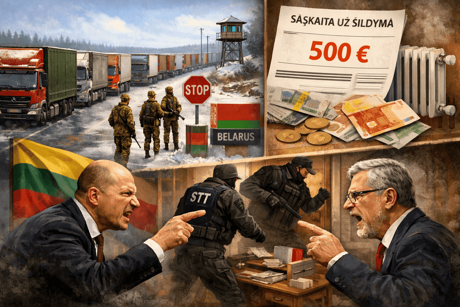 Tūkstantis vilkikų, įstrigusių Baltarusijoje, sąskaitos už šildymą – iki 500 eurų: STT kratos ir aštrėjantys politiniai ginčai | 77 savaitė