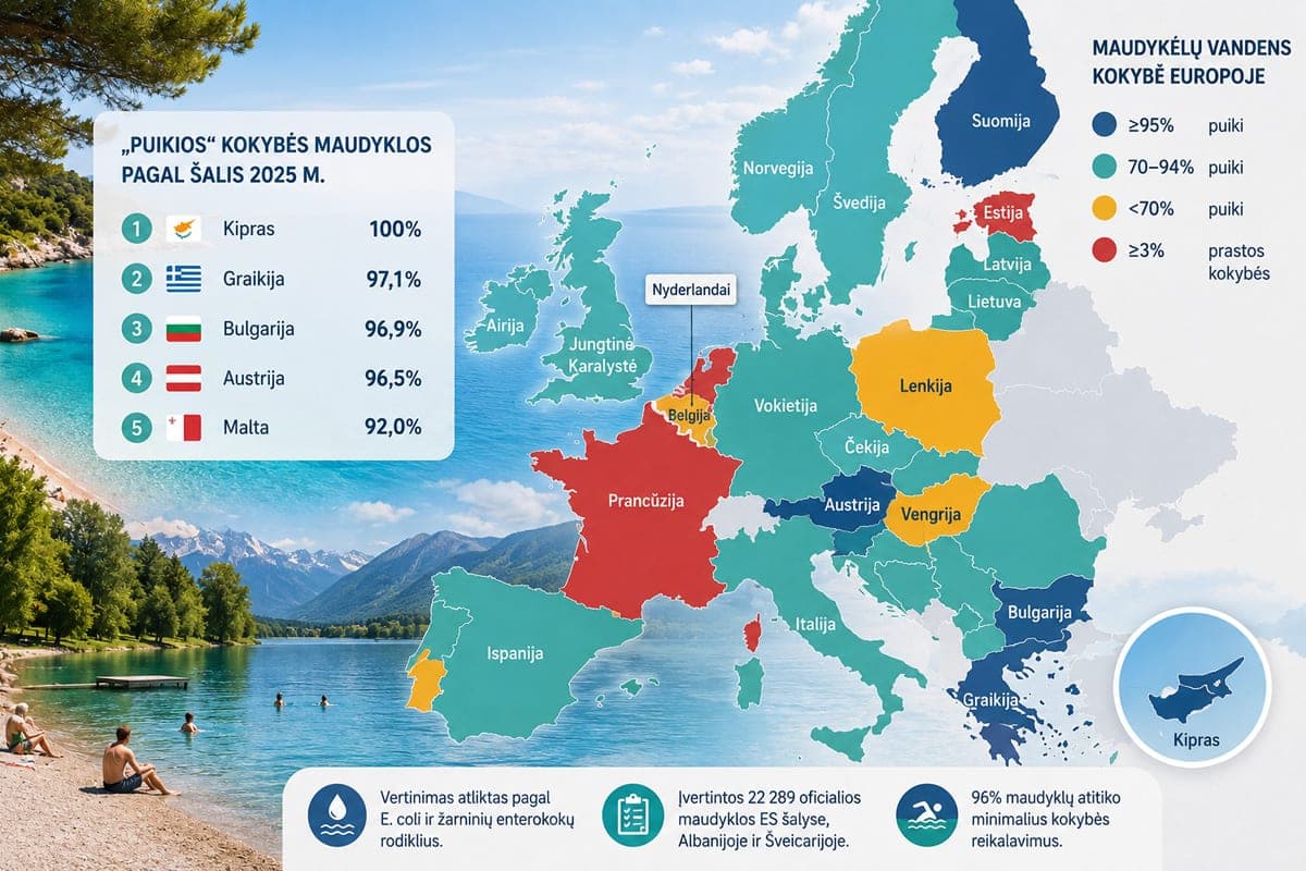 Kur Europoje vanduo švariausias: Kipras, Graikija ir Austrija pirmauja, o upės lieka silpniausia grandis
