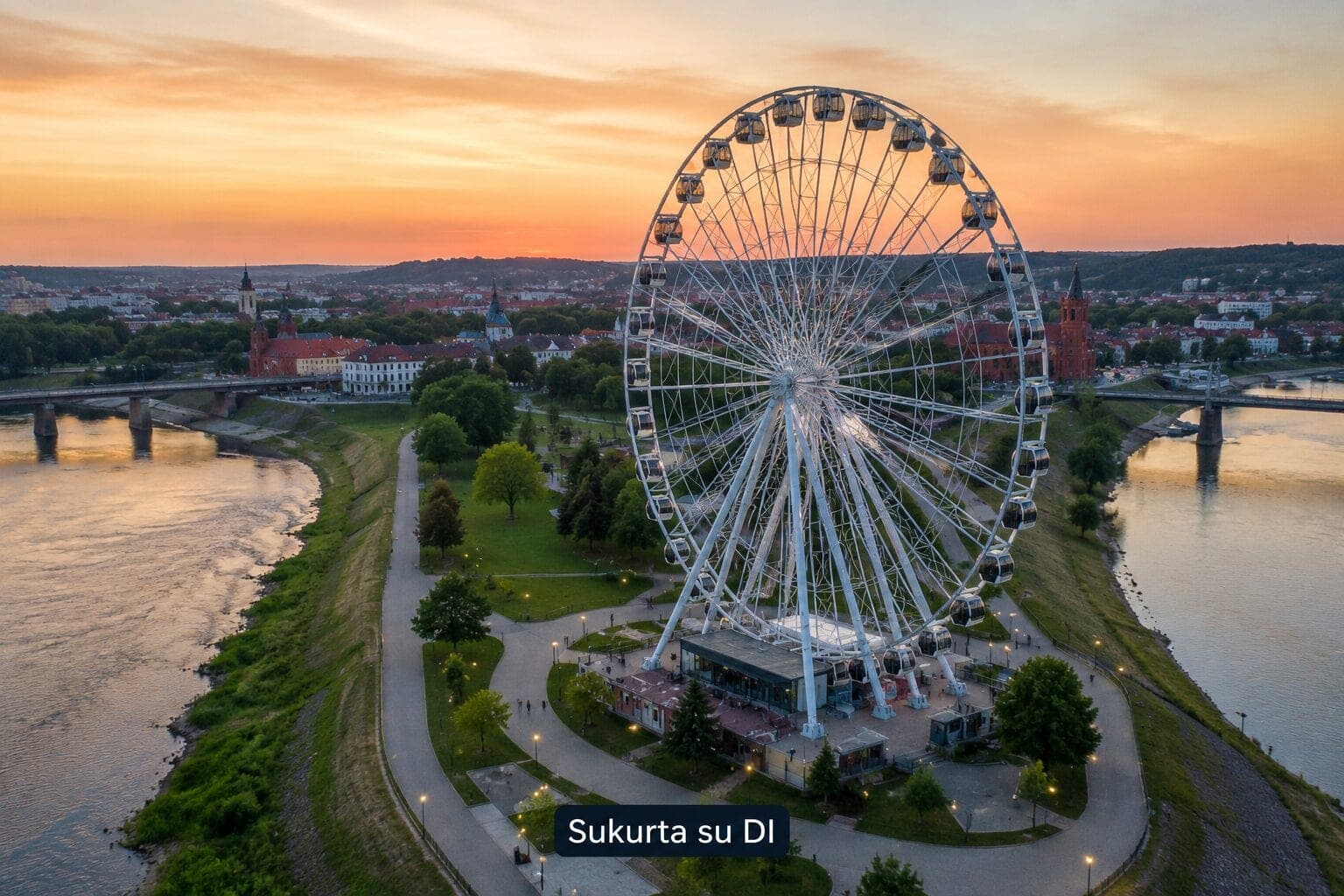 Kaune kyla nauja pramoga: Nemuno saloje suksis 45 metrų apžvalgos ratas