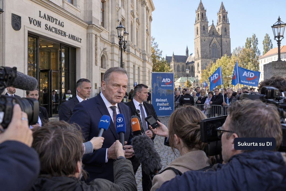 AfD triuškinamai laimėjo Saksonijoje-Anhalte, tačiau iki vienvaldystės pritrūko trijų mandatų
