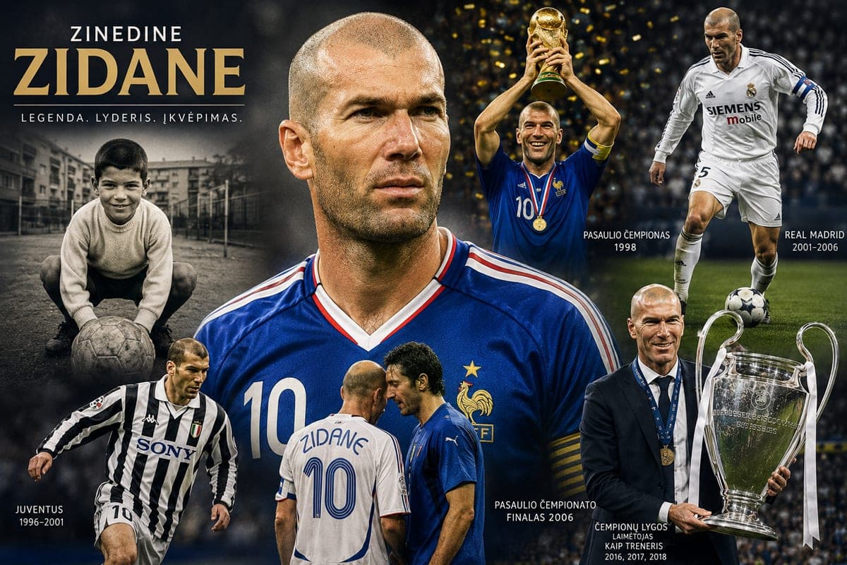 Nuo Marselio priemiesčių iki pasaulio čempiono: Z. Zidane'as tapo viena didžiausių futbolo legendų istorijoje
