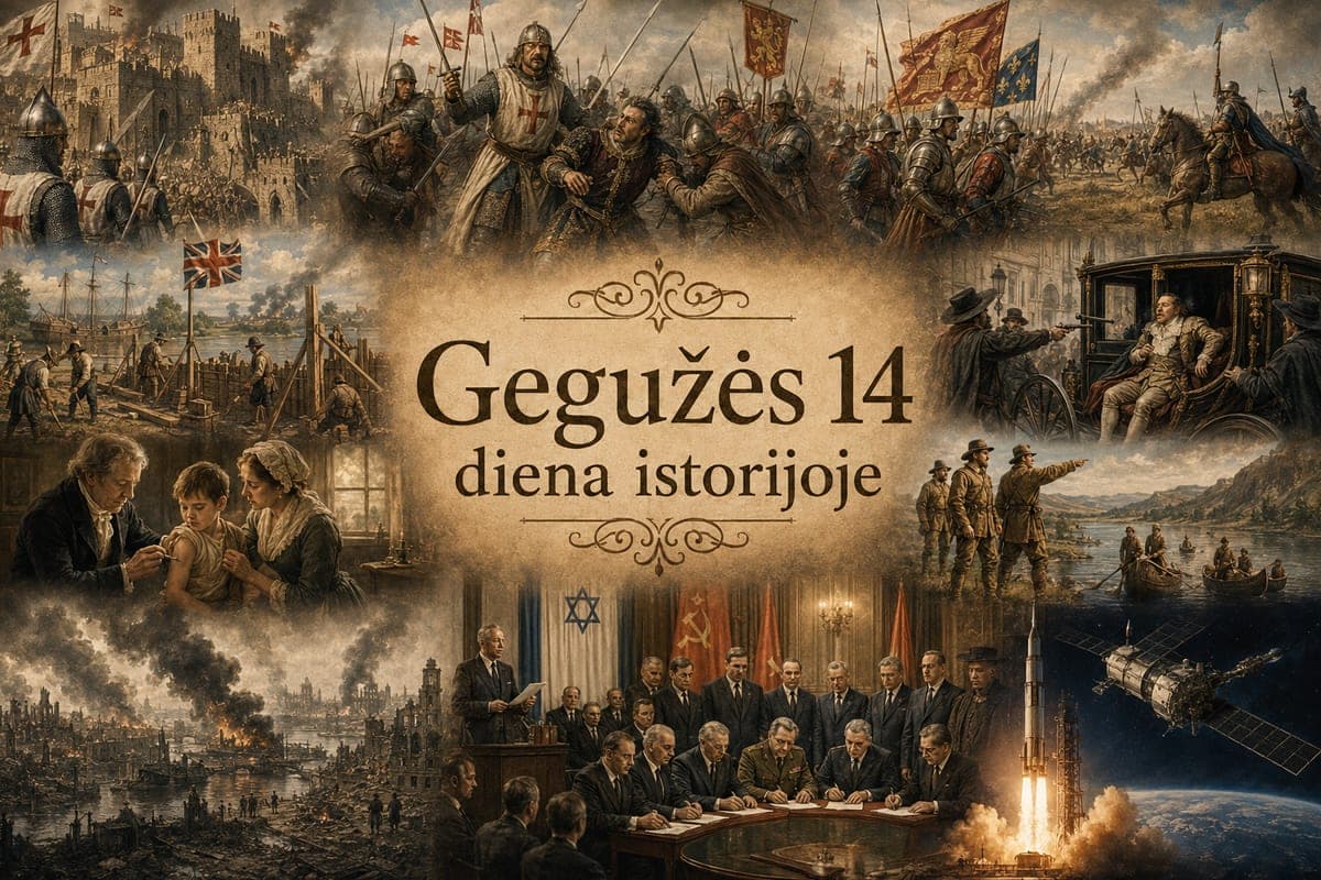 Gegužės 14: Nikėjos apgultis, Džeimstauno įkūrimas, raupų skiepo pradžia ir Izraelio valstybės paskelbimas