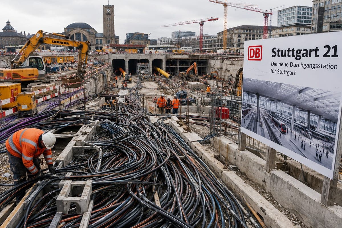 Vokietijos geležinkelių fiasko: daugiau kaip 1 000 km kabelių pakloti neteisingai, o „Stuttgart 21“ nusikelia iki 2031 m.