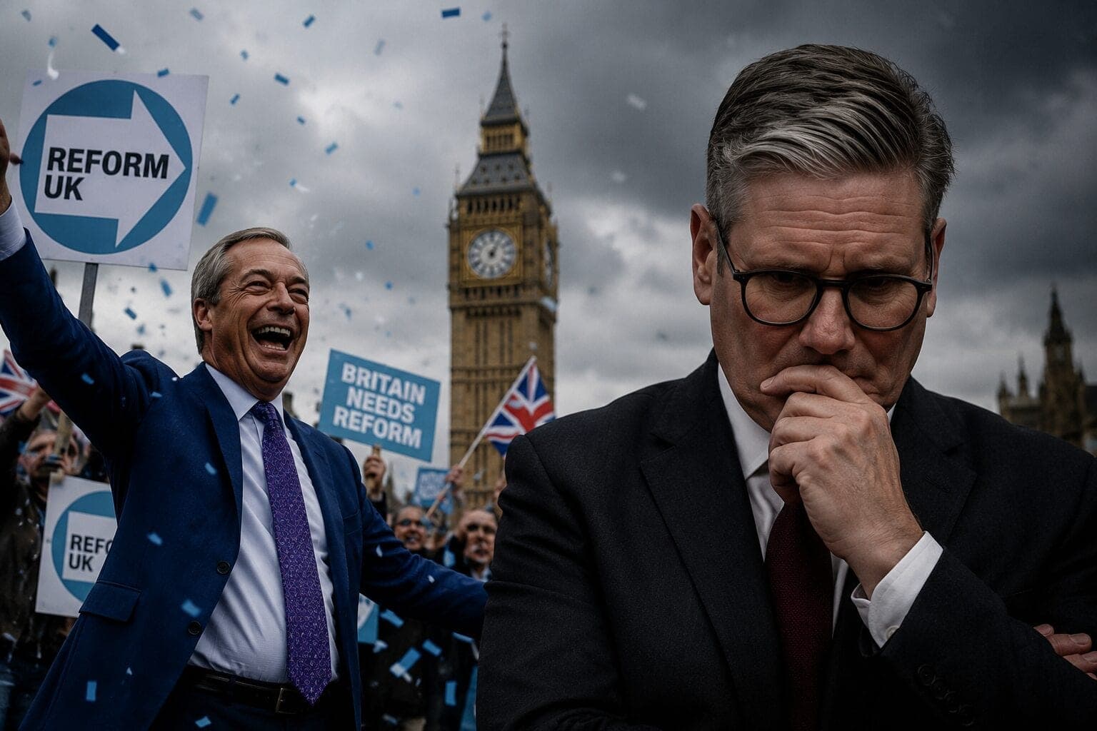 Farage’as perima D. Britaniją? Po rinkimų Starmerio ateitis pakibo ant plauko