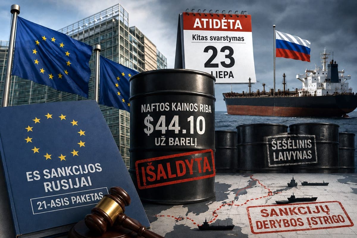 ES sankcijų smūgis Rusijos naftai įstrigo paskutinę minutę: kainos lubos atidėtos iki liepos 23-iosios