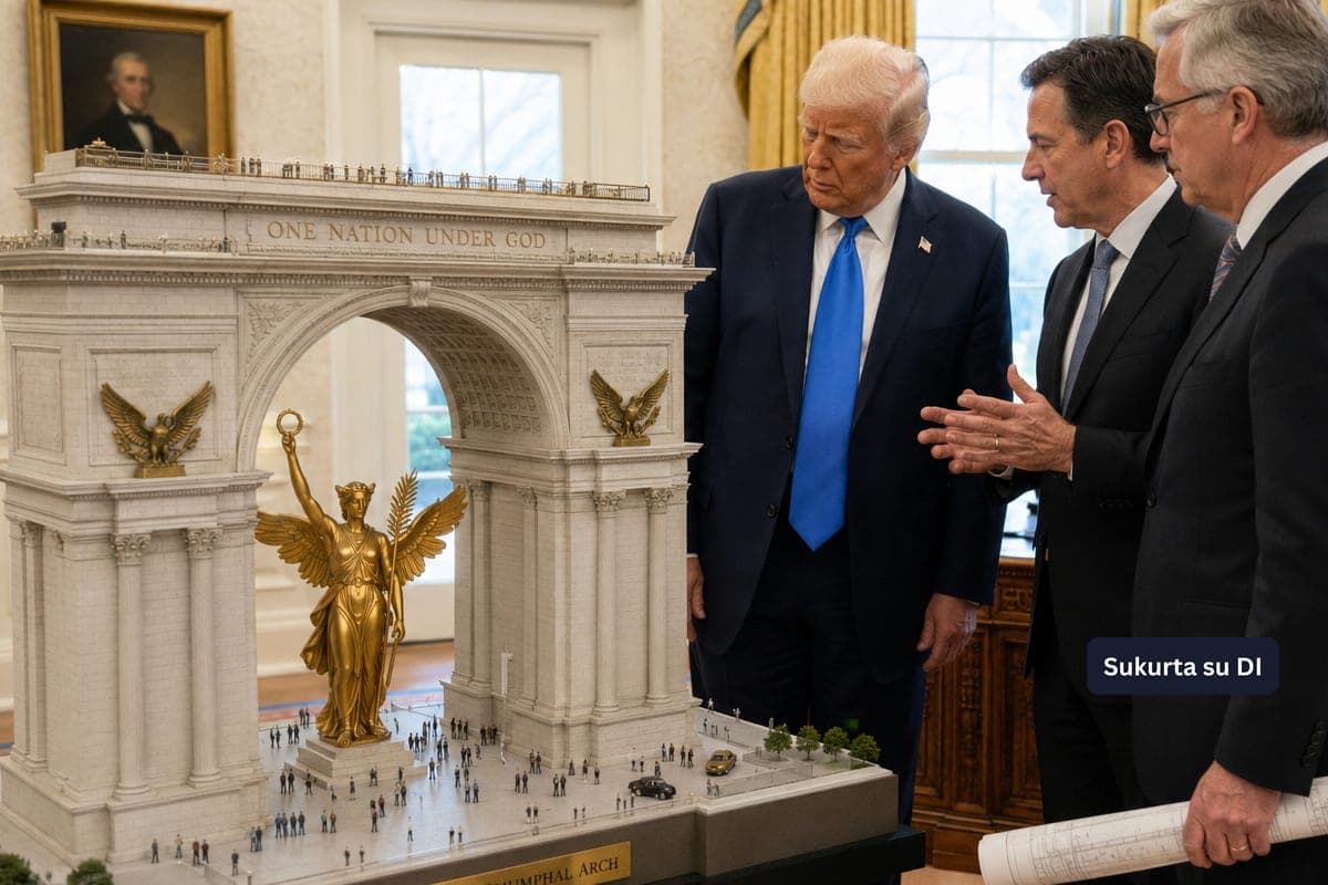 D. Trumpas pradeda milžiniškos triumfo arkos statybas: 76 metrų monumentas dar neturi galutinio leidimo