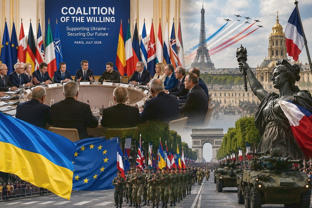 Paryžiuje buriama Ukrainos skydo koalicija: prieš Bastilijos dienos paradą Europa siunčia aiškų signalą Maskvai