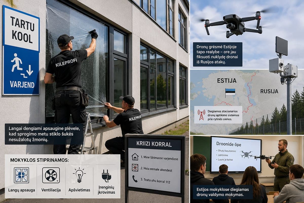 Estija mokyklų langus dengia apsaugine plėvele: dronų karas jau keičia vaikų saugumo taisykles