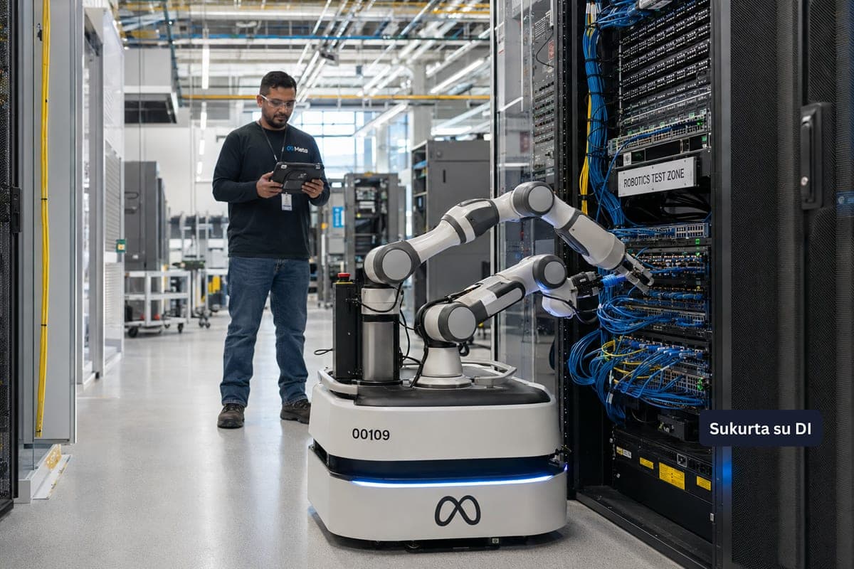 „Meta“ duomenų centruose bando robotines rankas: manoma kad jos pakeis apie 80 procentų dabartinių darbuotojų
