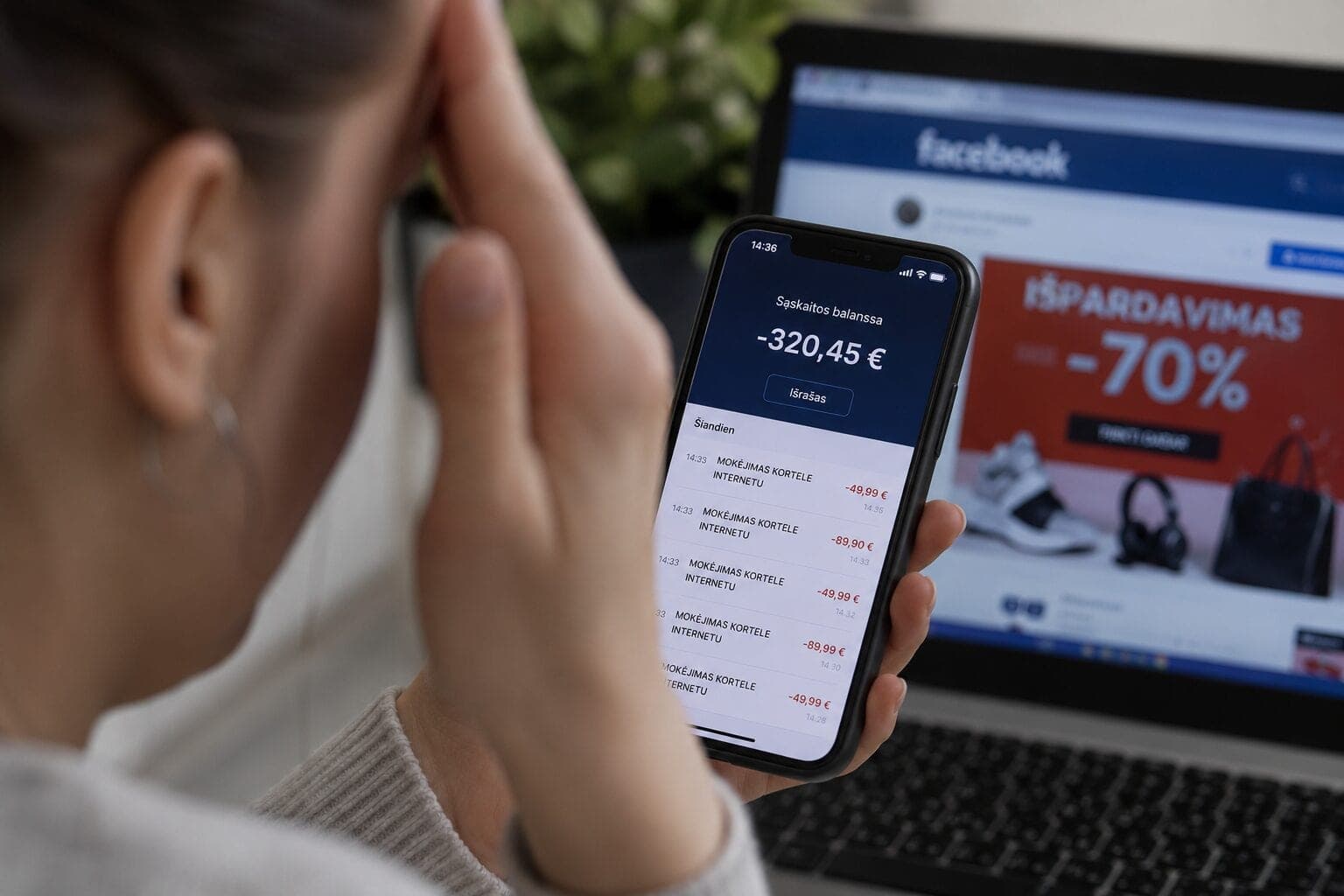 Tik paspaudė reklamą „Facebook“: po kelių minučių sąskaitoje – šimtų eurų „skylė“