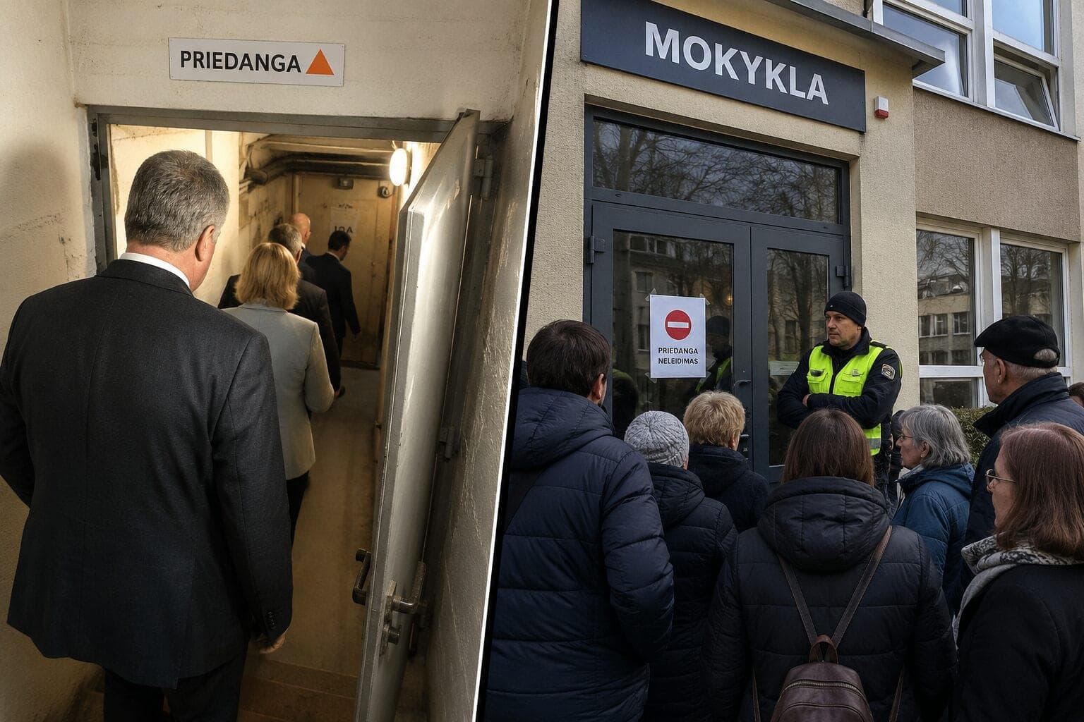 Seimo nariai puolė slėptis, o gyventojų į priedangą mokykloje neįleido? Savivaldybė prabilo apie nesklandumus