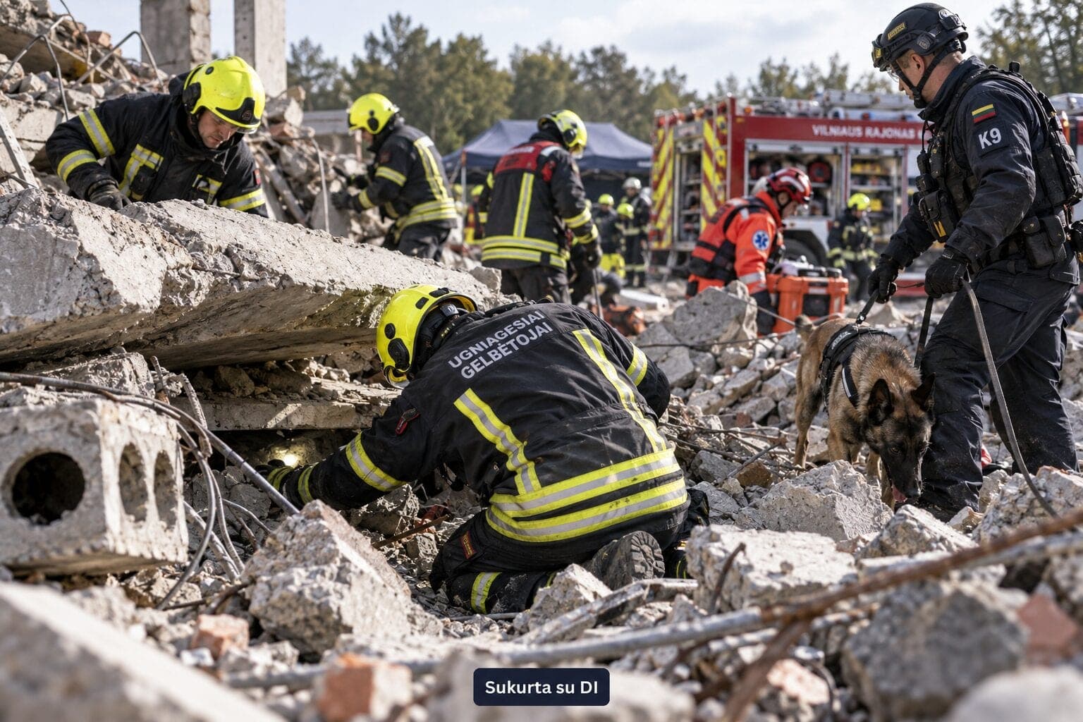 36 valandos be sustojimo: Vilniaus rajone gelbėtojai tikrina pasirengimą didelėms nelaimėms
