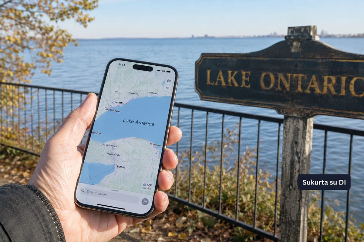 „Apple Maps“ pervadino Ontarijo ežerą į „Amerikos ežerą“ – Kanadoje šis pavadinimas negalioja