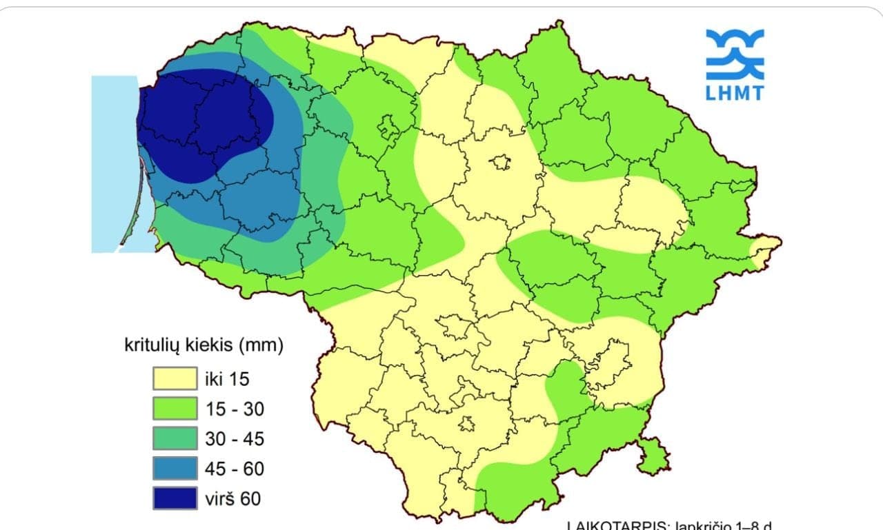 Nors liūtys Lietuvoje vis stiprėja, meteorologai ramina — ypatingai nerimauti dar nėra dėl ko