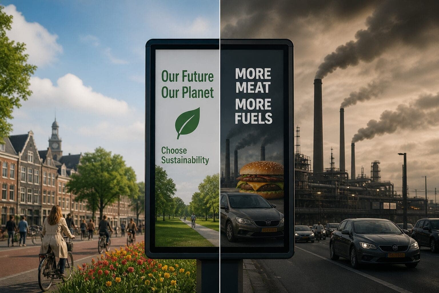 Amsterdamas uždraudė mėsos ir iškastinio kuro reklamas viešose vietose