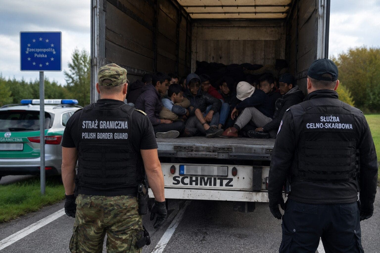 Prie Lietuvos sienos – šokiruojantis migrantų „krovinys“: vilkike aptikti 27 žmonės
