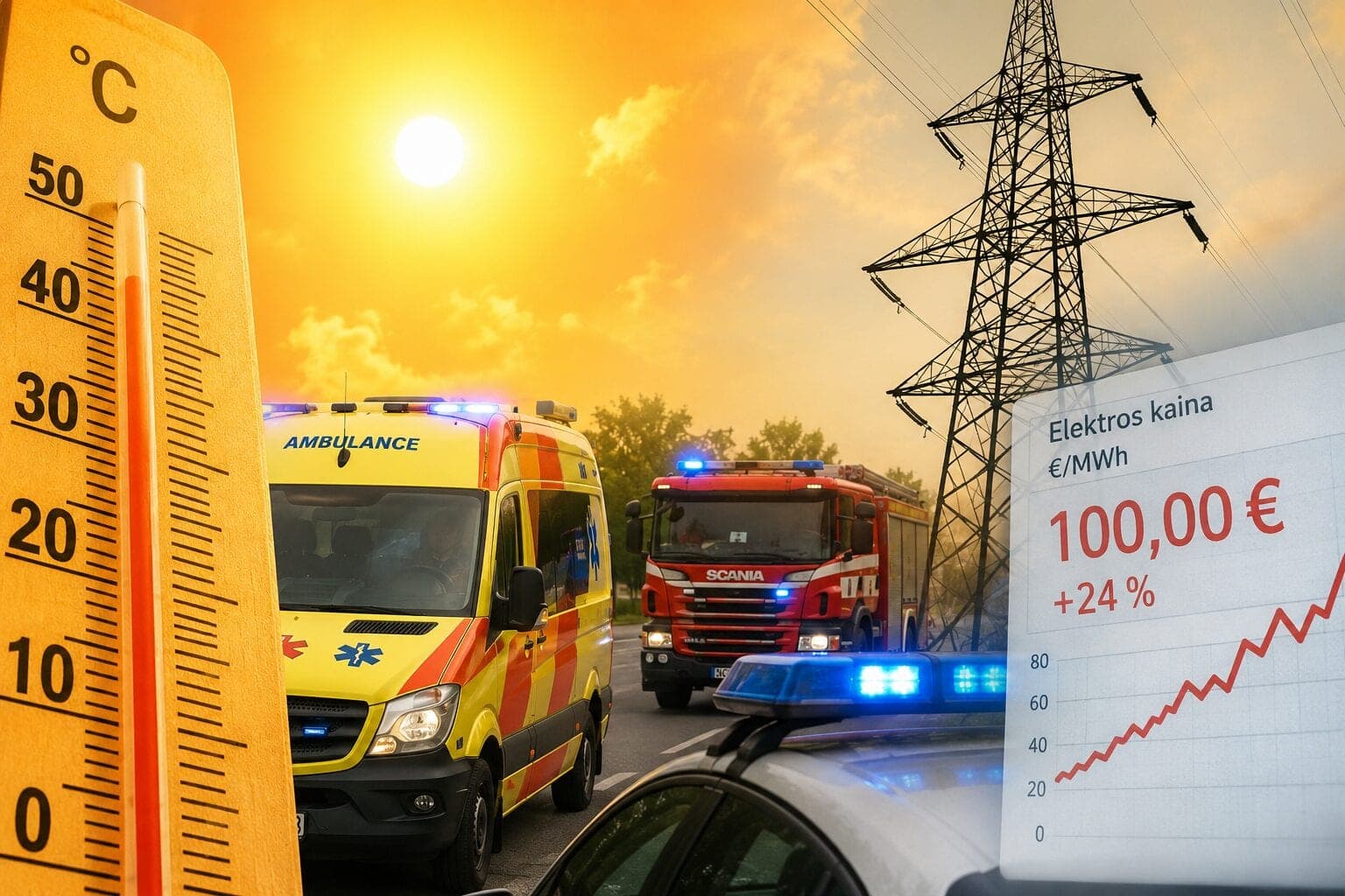 Rekordiniai karščiai smogė visu pajėgumu: užplūdo pagalbos tarnybas, pabrango elektra