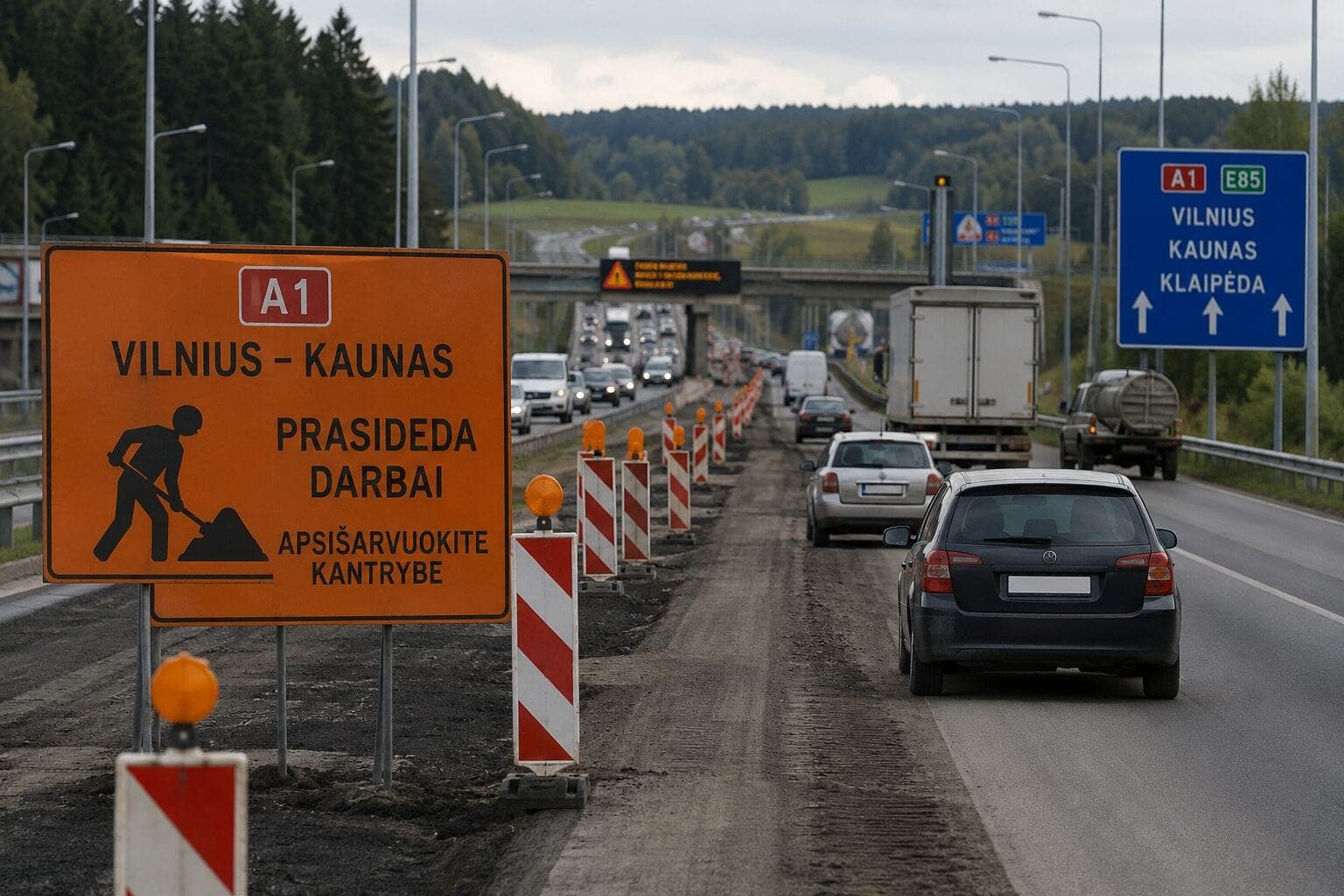 Prasideda didžiuliai darbai kelyje Vilnius–Kaunas: vairuotojams teks apsišarvuoti kantrybe