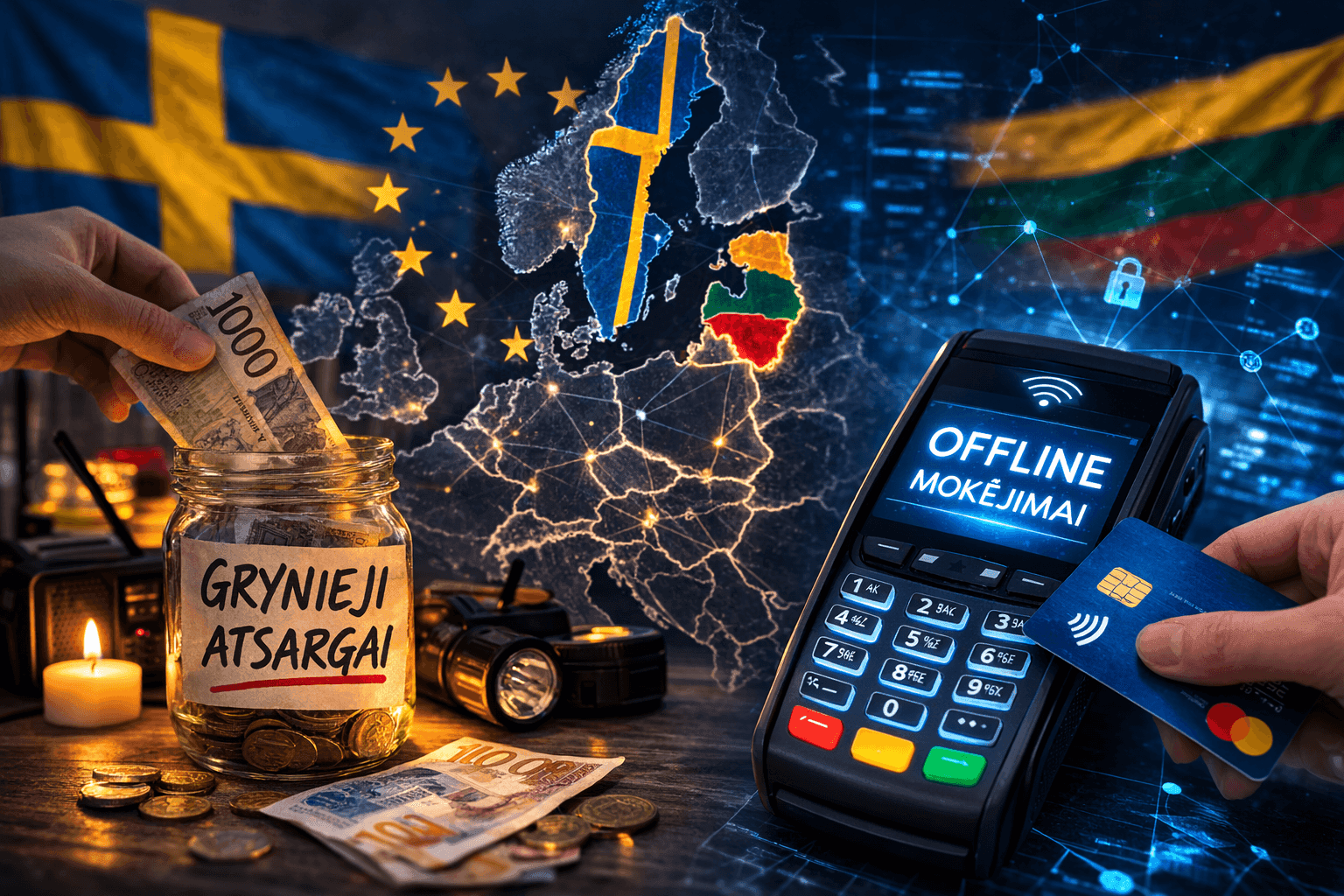 Krizės scenarijus Europoje: Švedija ragina pasiruošti grynųjų, Lietuva planuoja „offline“ mokėjimus