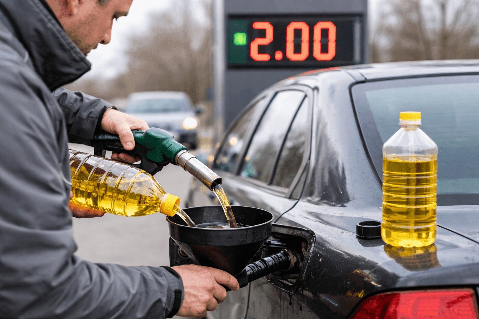 Dyzelinui pasiekus 2 eurų ribą, vairuotojai eksperimentuoja: dyzeliną maišo su aliejumi
