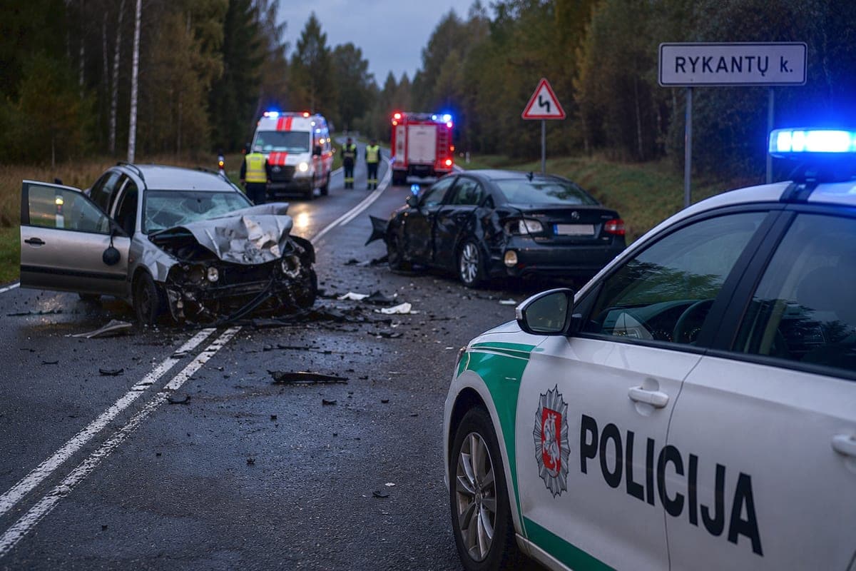 Juodas šeštadienis keliuose ir ore: per avariją žuvo vairuotojas, nukrito parasparnis, sužeisti vaikai ir pareigūnai