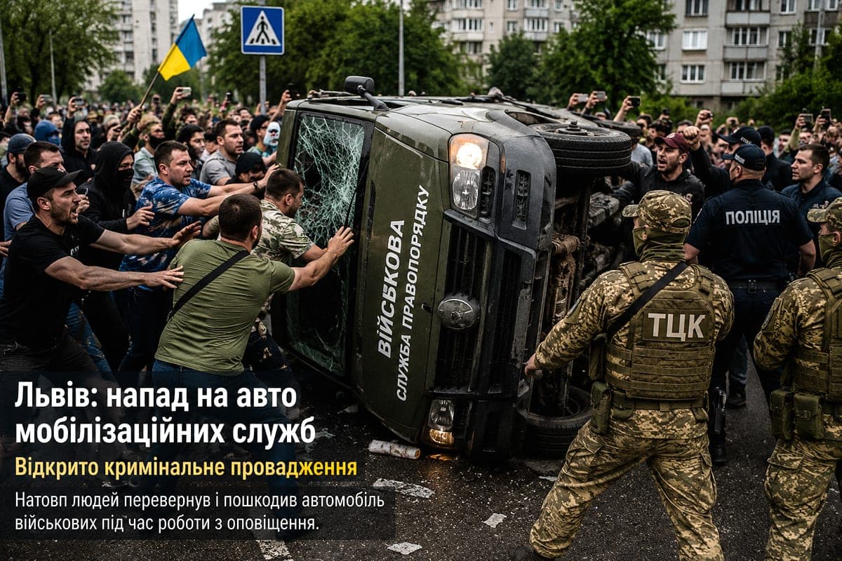 Ukrainoje pradėtas tyrimas po gyventojų išpuolio prieš mobilizacijos pareigūnų automobilį Lvive