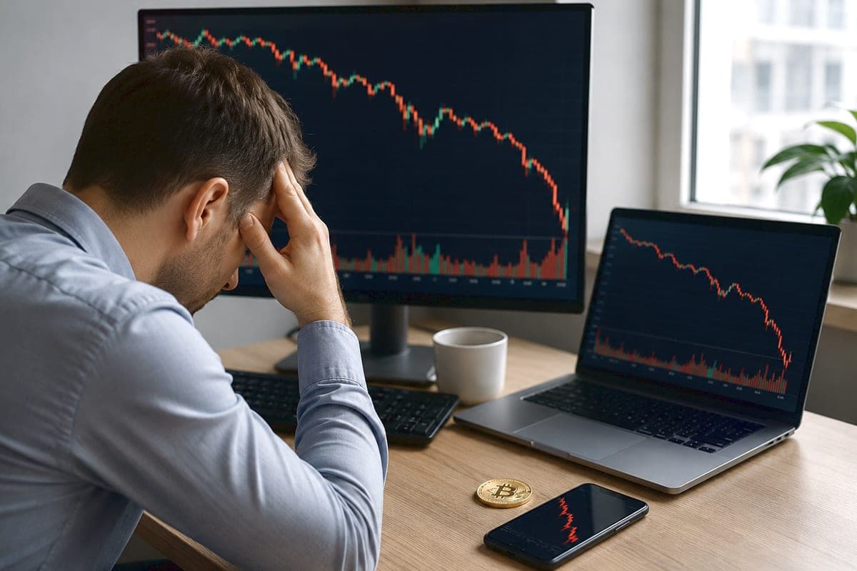 Bitcoinas sminga žemyn, bet didžiausia panika gali slėpti ciklo pabaigą