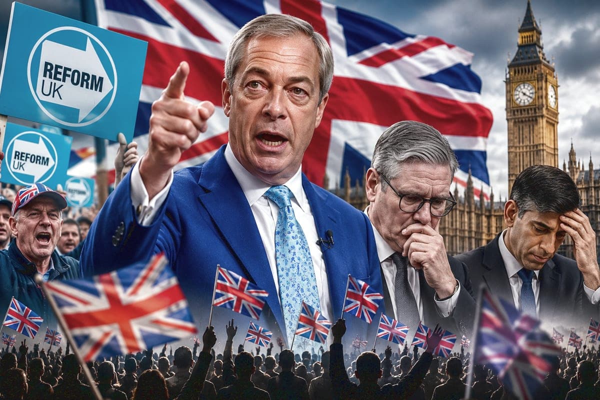 N. Farage’o „Reform UK“ braunasi į britų politikos centrą: senoji dvipartinė tvarka kliba