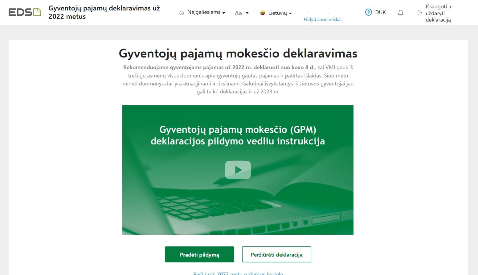Pajamų deklaravimo sistema