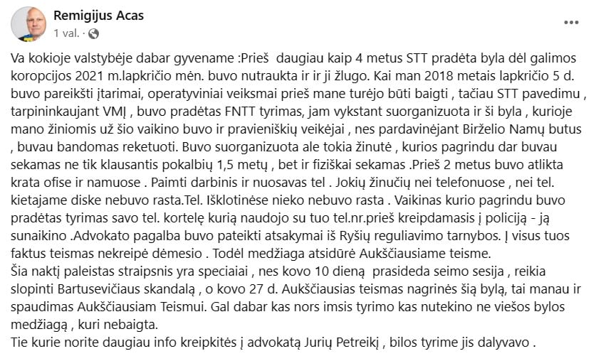 R. Ačo pasisakymas