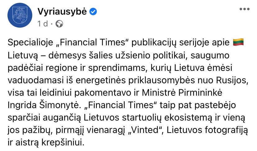 Vyriausybės pasisakymas