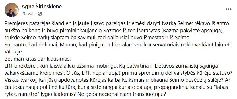 A. Širinskienės pasisakymas