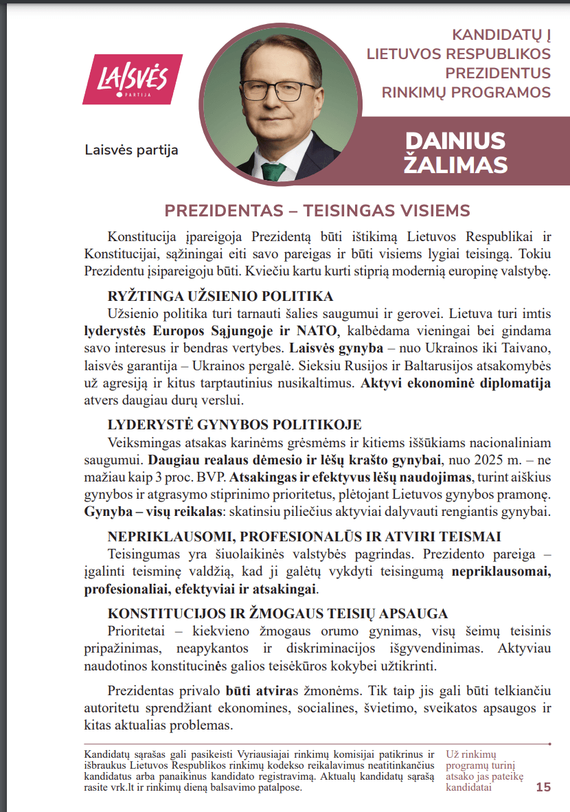 D. Žalimo programa