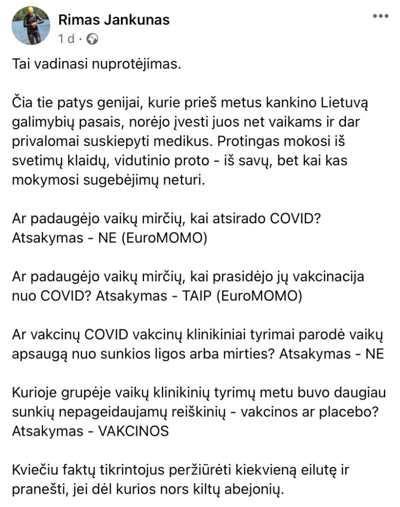 R. Jankūno pasisakymas
