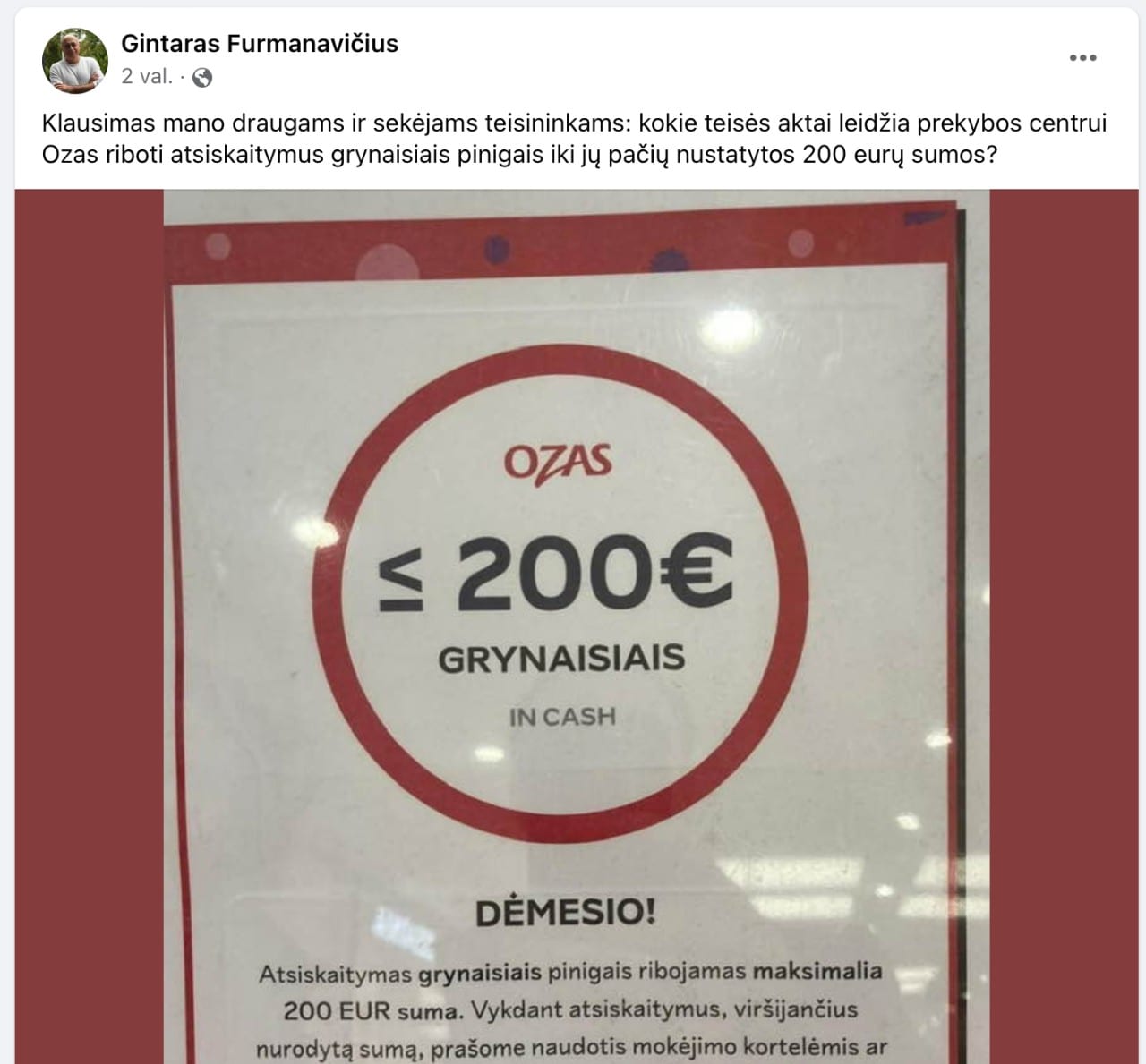Įrašas feisbuke