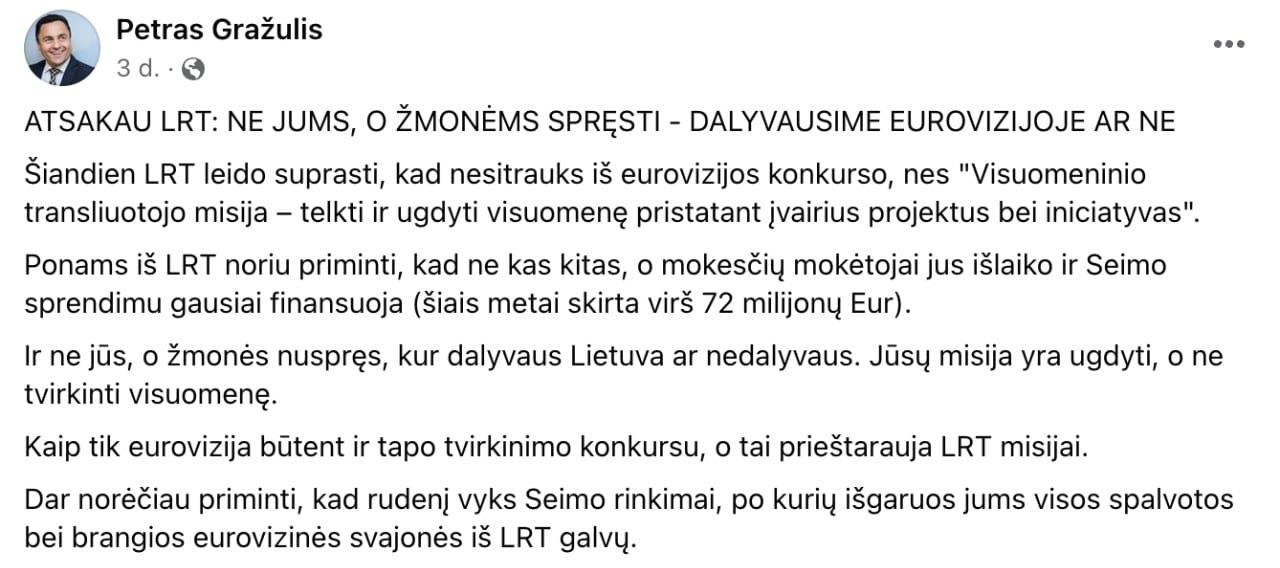 P. Gražulio atsakas