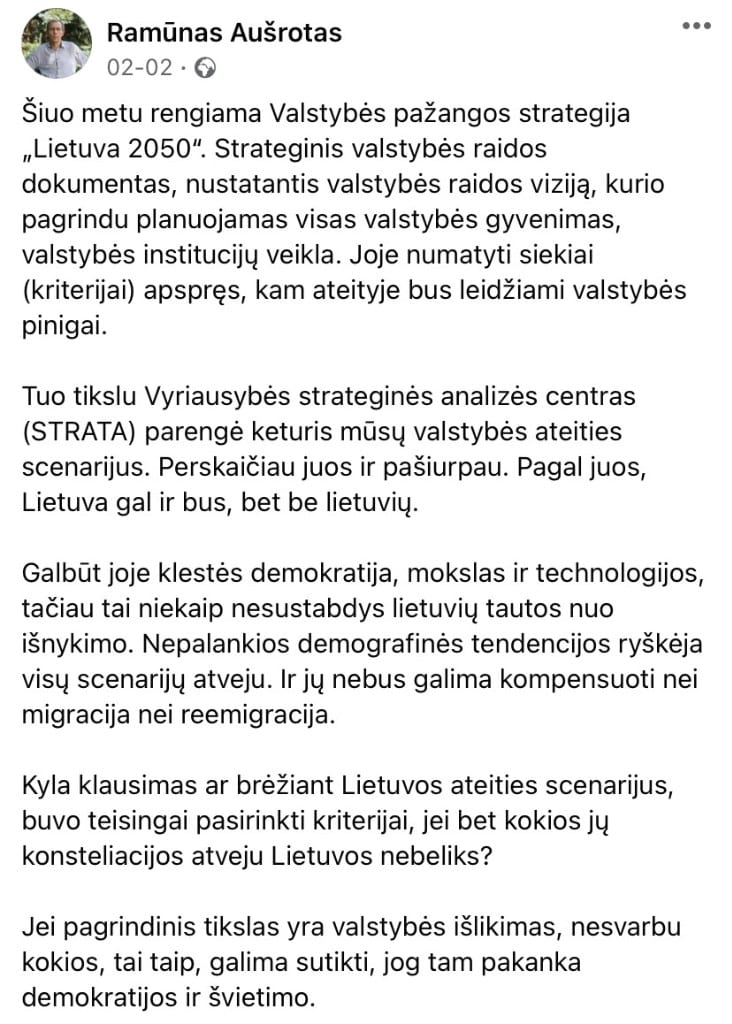 R. Aušroto pasisakymas
