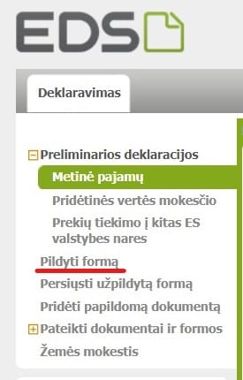 Dešiniajame meniu renkamės „pildyti formą“